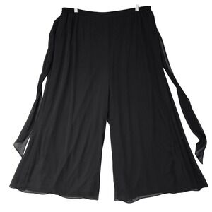 J R Nites Pants Womens‎ 24WP Black Sash Detail Wide Leg Dressy Formal Petite